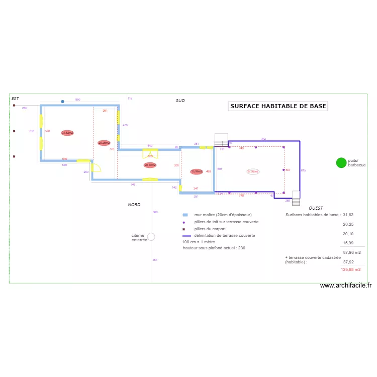 Surface habitable de base. Plan de 