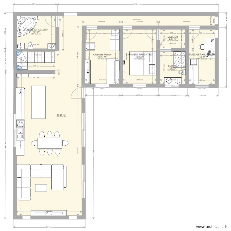 maison v2. Plan de 7 pièces et 111 m2