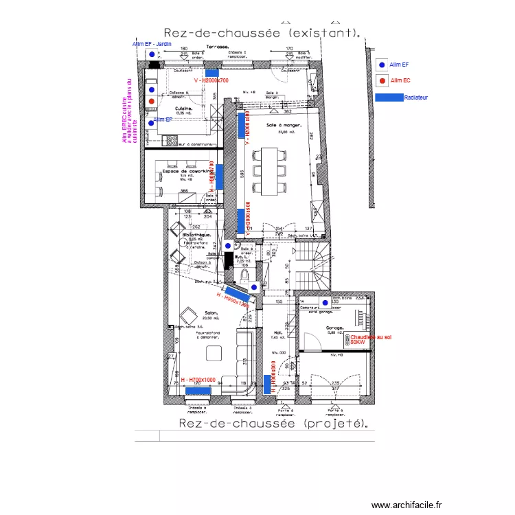 St MARTIN Plan chauffage et sanitaire RDC. Plan de St MARTIN Plan chauffage et sanitaire RDC. Plan de