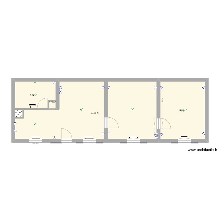 T28B. Plan de 4 pièces et 59 m2