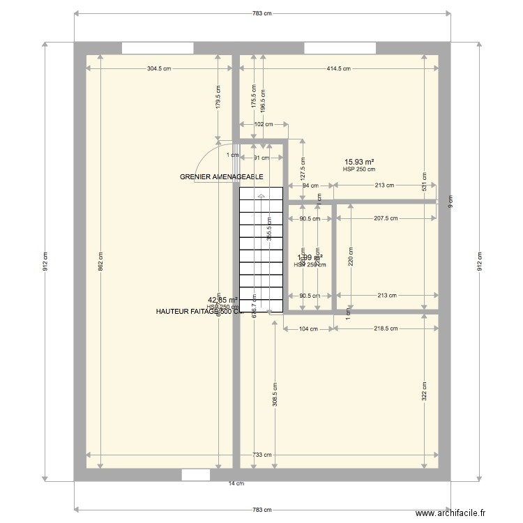 GRENIER SITUATION EXISTANT 1 modification. Plan de 0 pièce et 0 m2