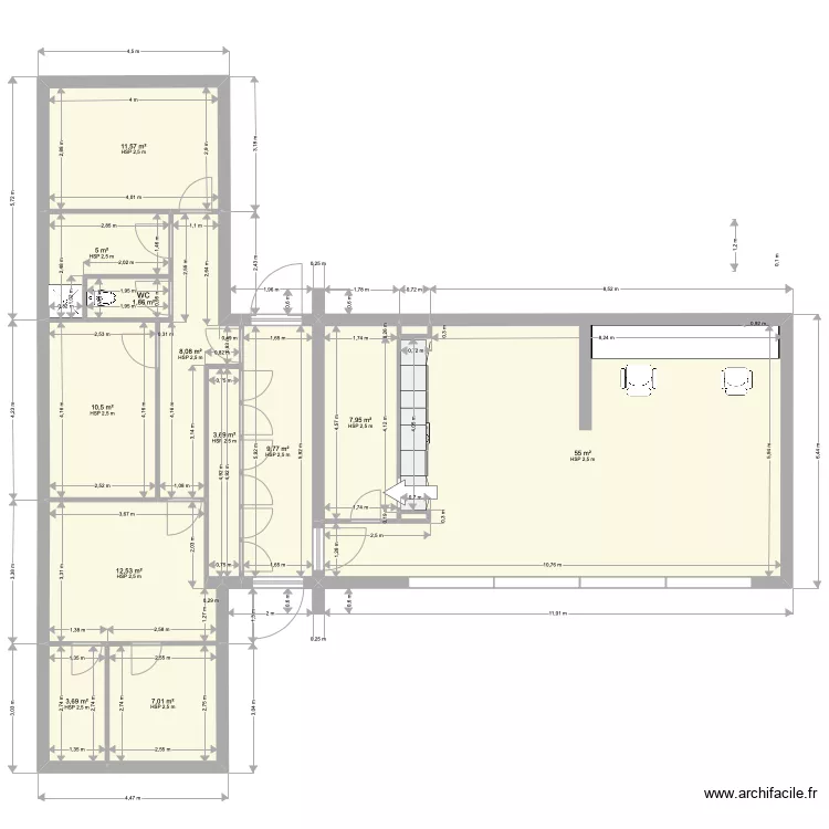 maison 12 en T. Plan de 