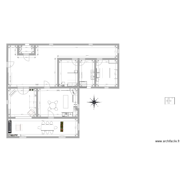 Plan de la maison complète . Plan de 8 pièces et 142 m2