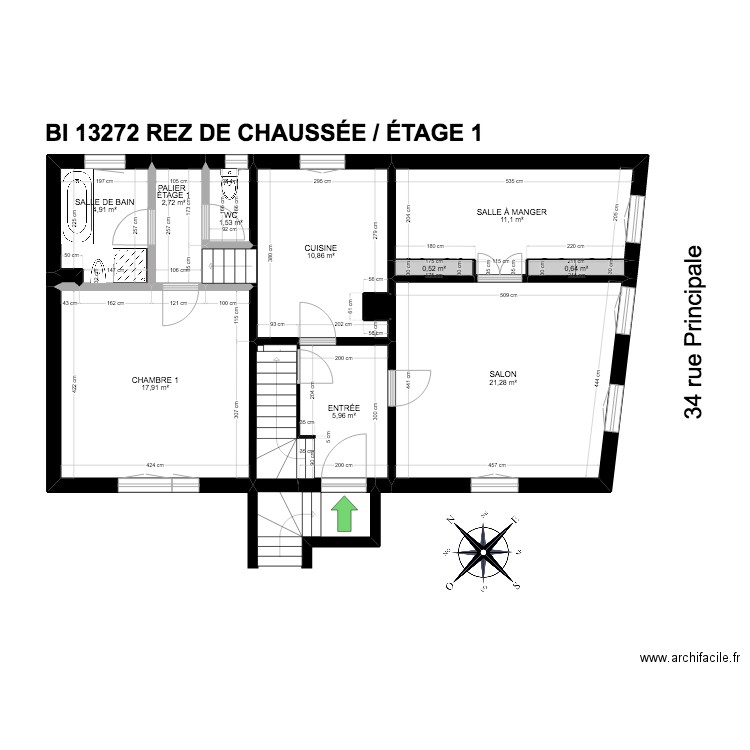 BI 13272. Plan de 37 pièces et 482 m2