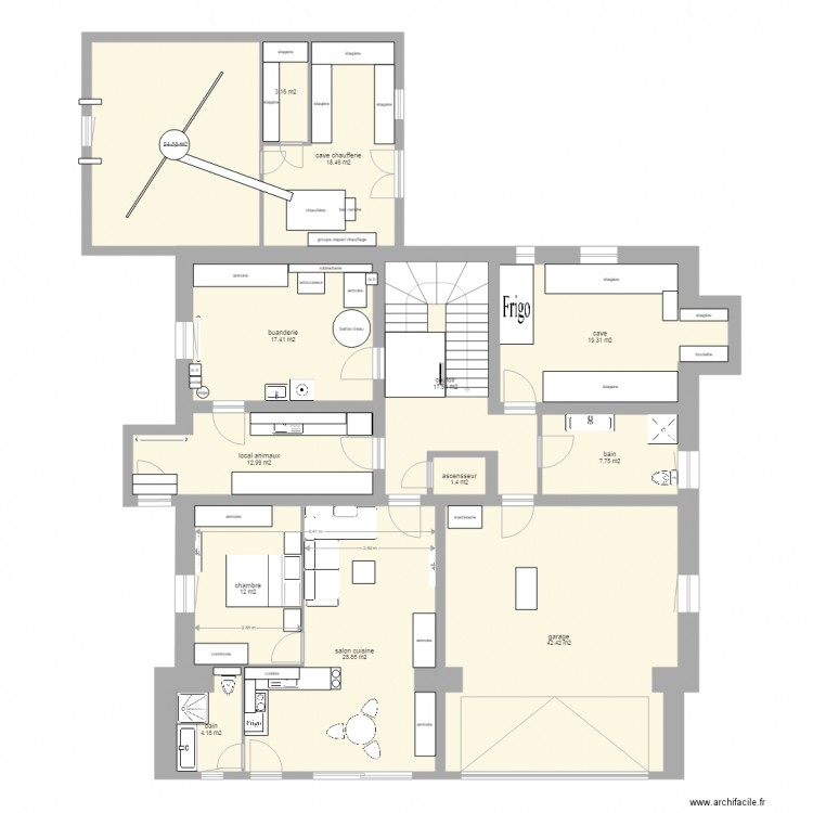 montricher rez inf final appartement. Plan de 0 pièce et 0 m2