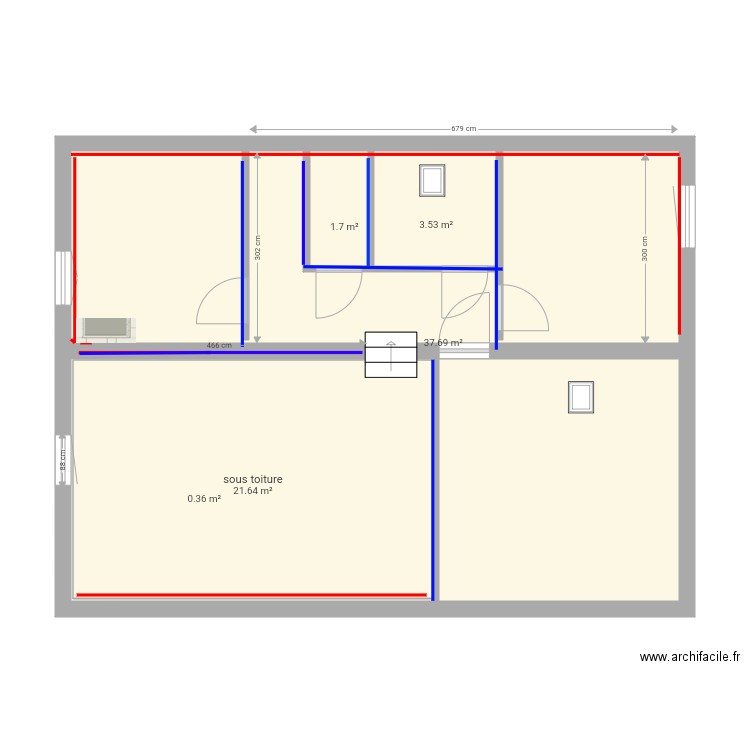 condeon 2 etage1 V 4 1303 2019 cloisons. Plan de 0 pièce et 0 m2