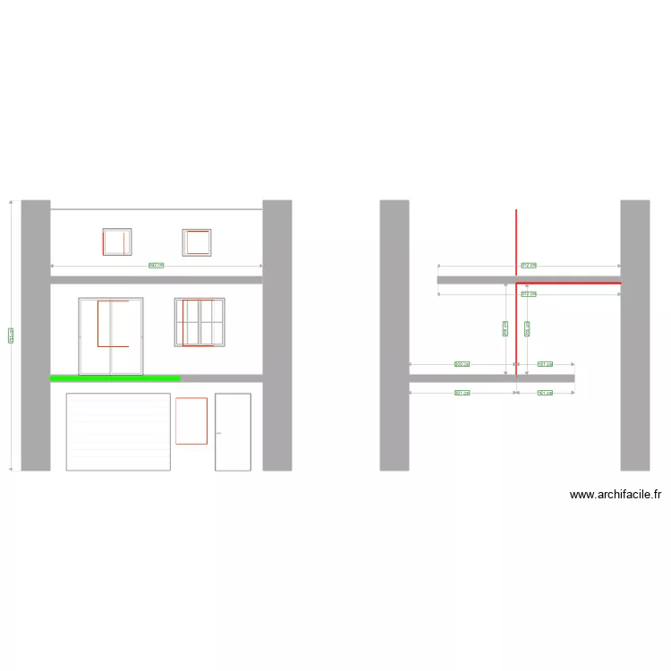 vue face. Plan de vue face. Plan de
