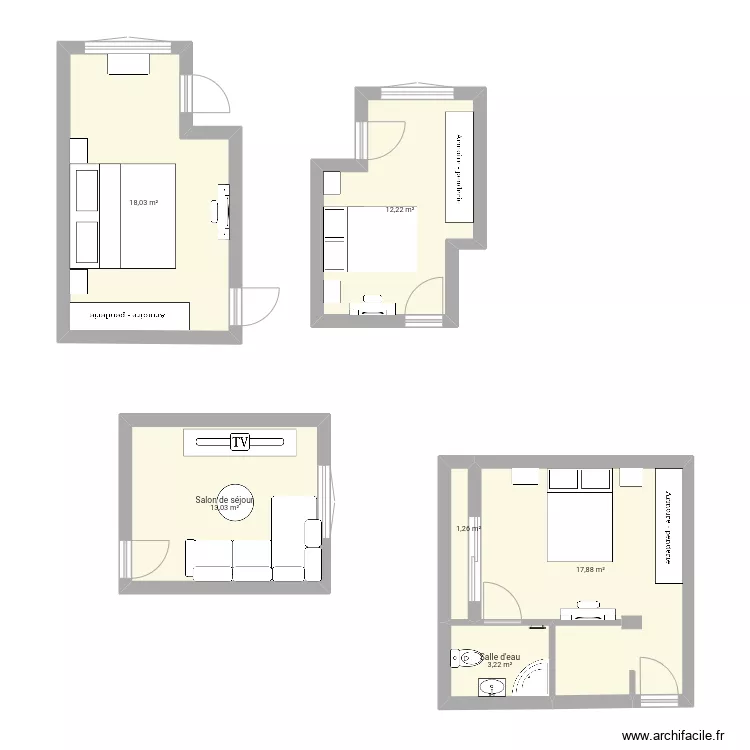 Chambre 1 . Plan de 
