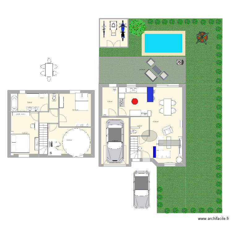 Maison. Plan de 12 pièces et 155 m2