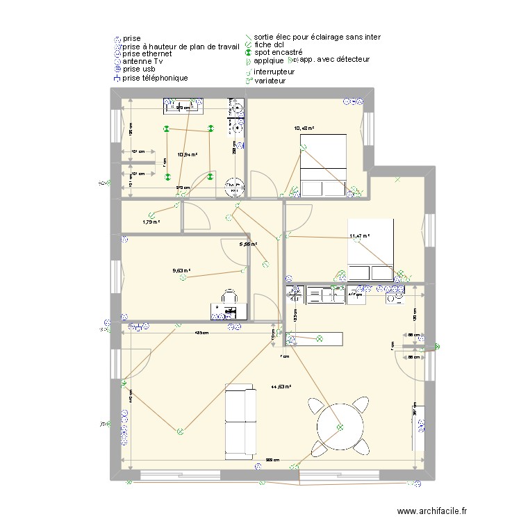 plan électrique. Plan de 7 pièces et 94 m2