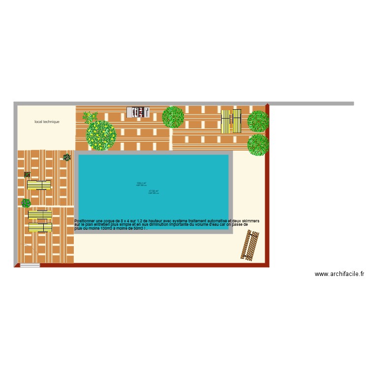 piscine. Plan de 2 pièces et 211 m2