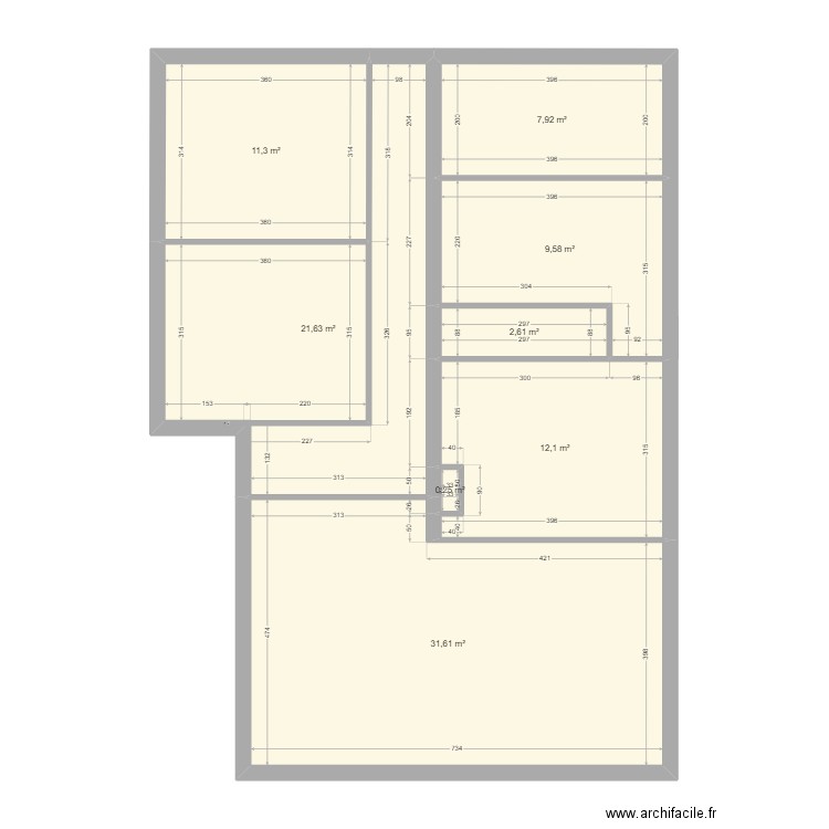 Plan de départ La Neuville. Plan de 24 pièces et 291 m2