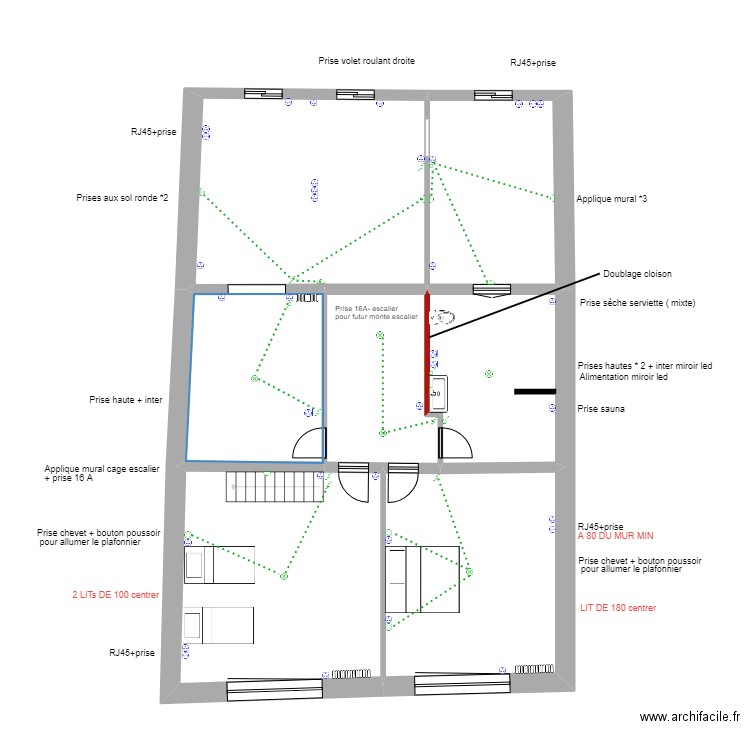 PLAN ETAGE DEFINITIF. Plan de 7 pièces et 145 m2