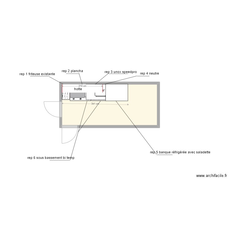 chalet du port. Plan de 1 pièce et 10 m2