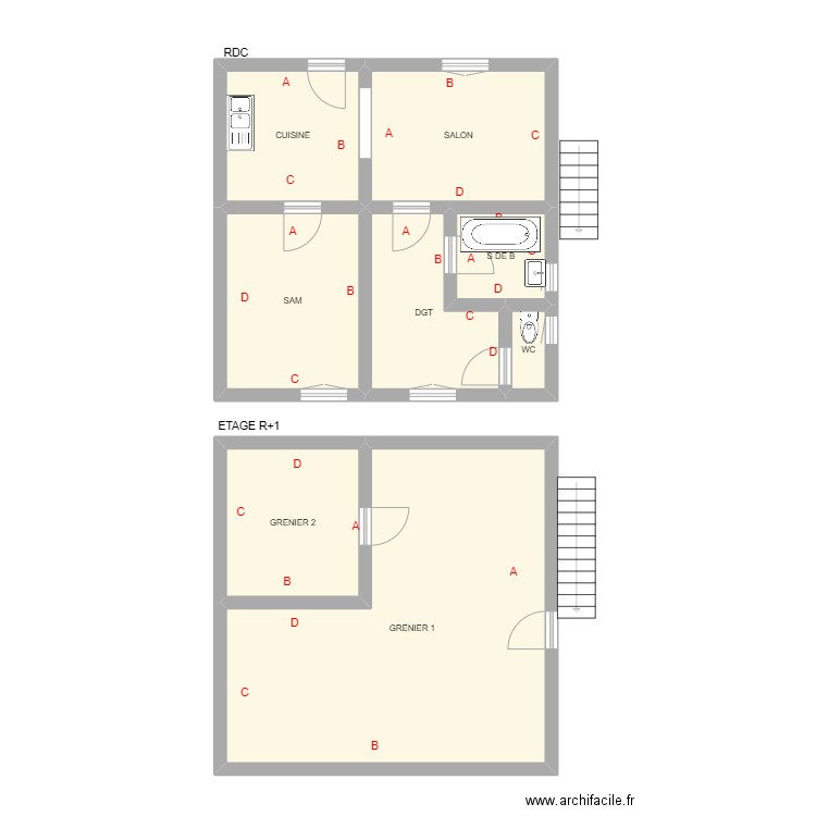 FROMENTIN. Plan de 8 pièces et 84 m2