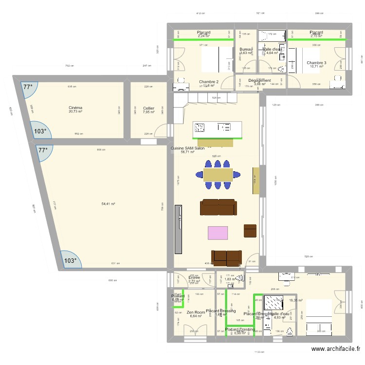 Plan 8. Plan de 20 pièces et 218 m2
