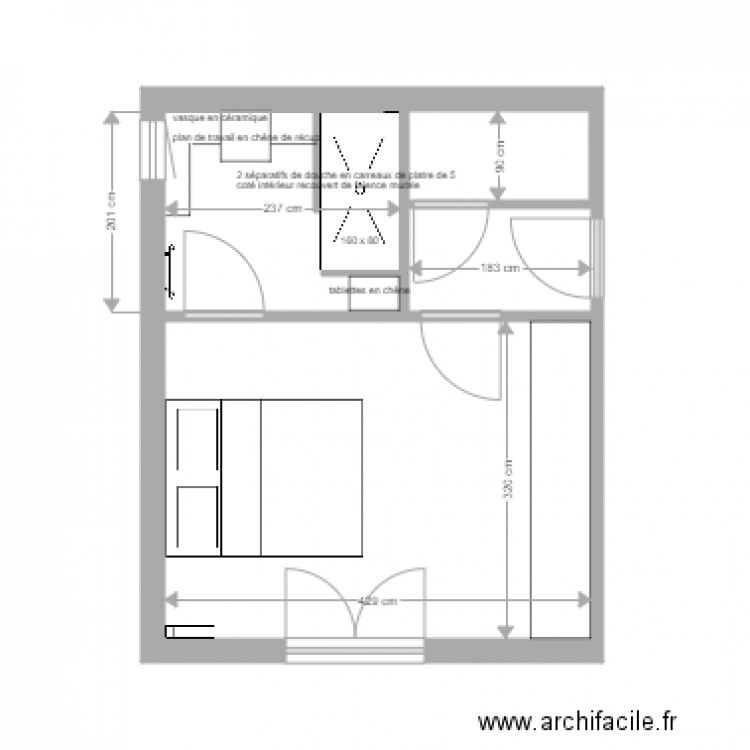 sdb rez de chaussée clarisse et baptiste 1 juin. Plan de 0 pièce et 0 m2