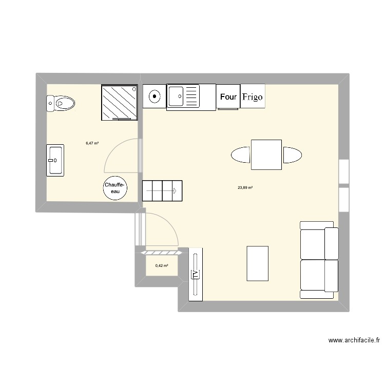 APT STUDIO. Plan de 3 pièces et 31 m2