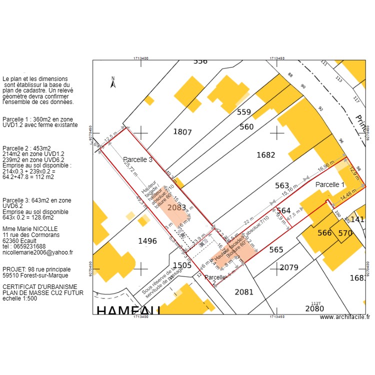 Plan de masse division l. Plan de 0 pièce et 0 m2