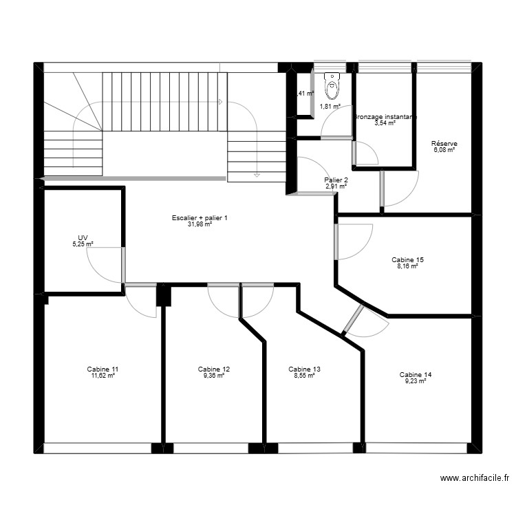 CHOUCHOUTING Existant etage vierge. Plan de 12 pièces et 99 m2