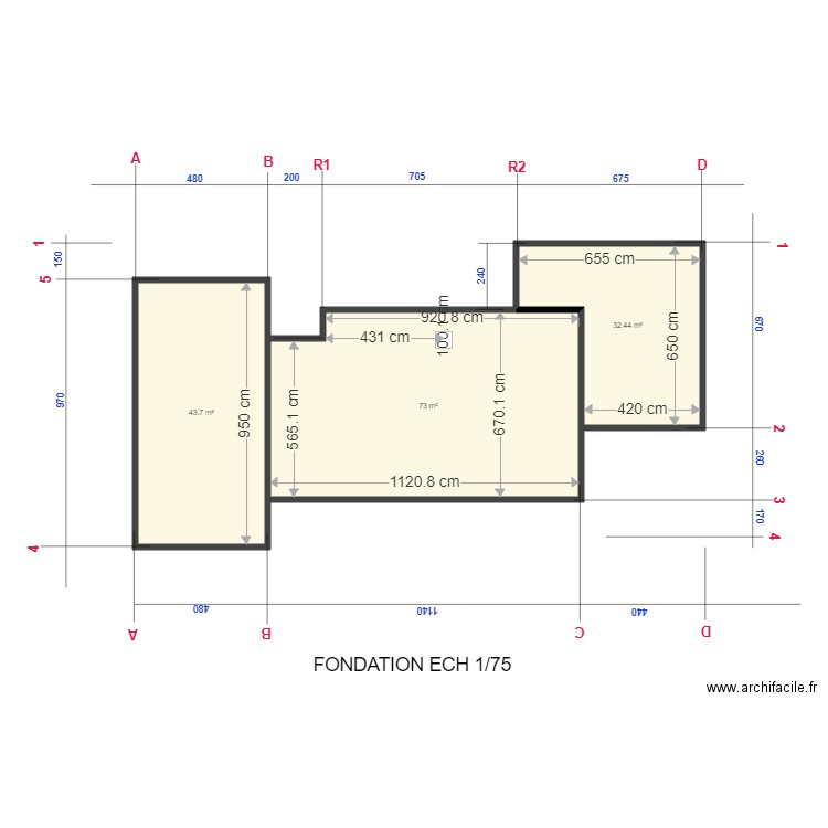 fondation de casa. Plan de 3 pièces et 149 m2