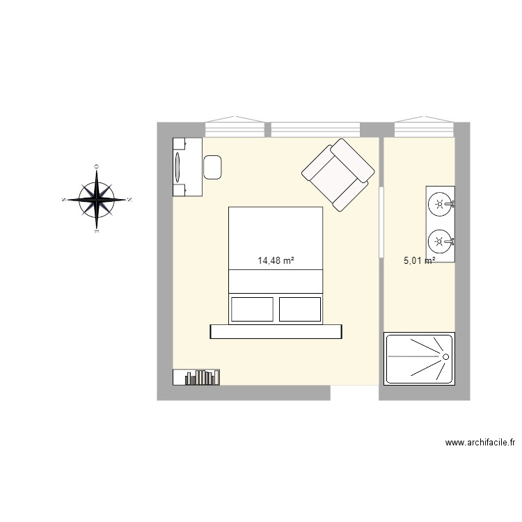 Chambre. Plan de 0 pièce et 0 m2