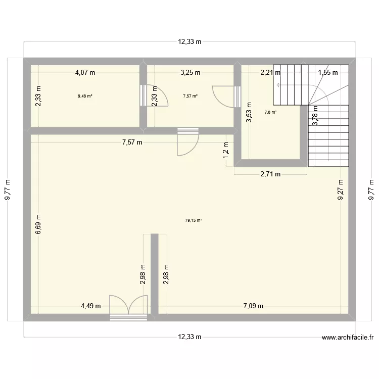 caucau. Plan de 4  et 104 m²