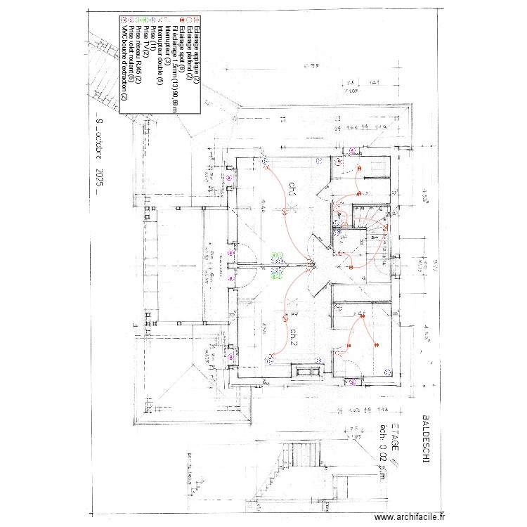 Plan élec 1er étage Arsène. Plan de 0 pièce et 0 m2