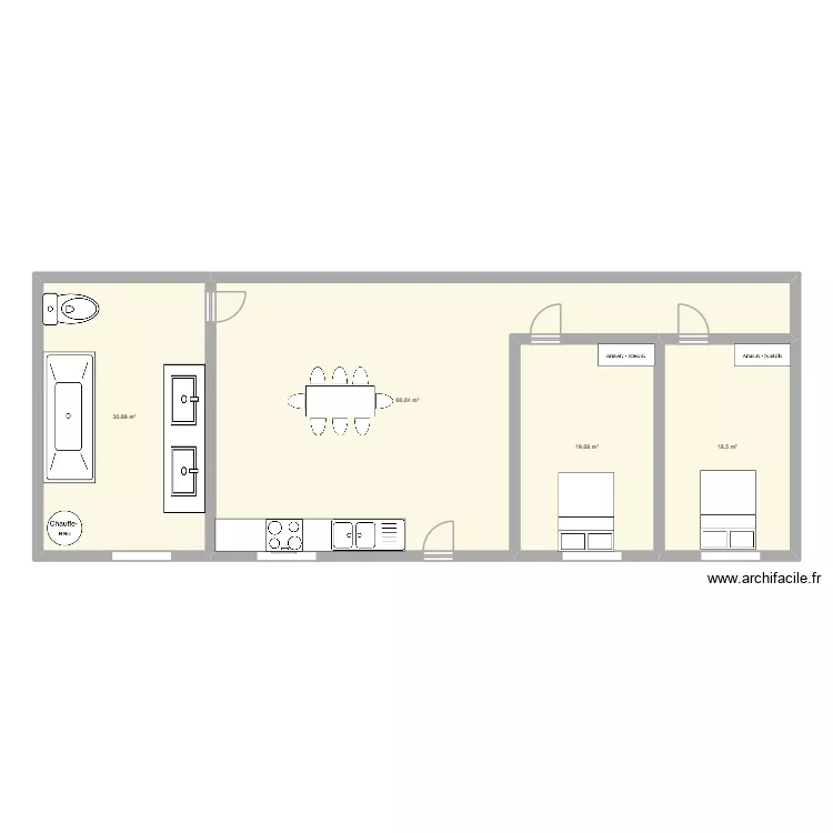 plan maison 55 m2. Plan de 4  et 135 m²