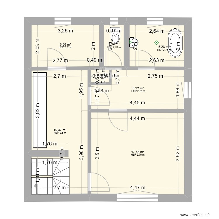 47 mvz premier. Plan de 6 pièces et 55 m2
