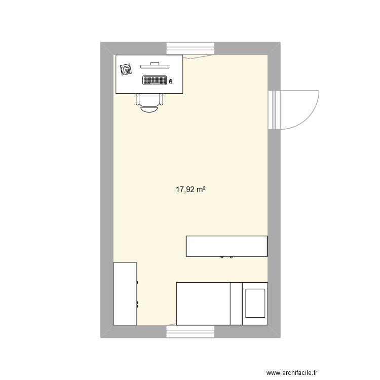 chambre. Plan de 1 pièce et 18 m2