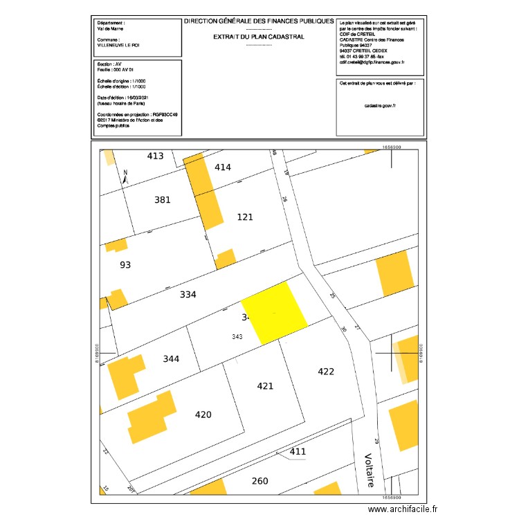 CADASTRE. Plan de 0 pièce et 0 m2