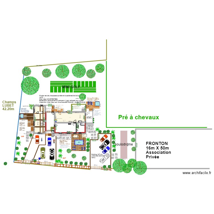 plan masse des charpentes 3 corps . Plan de 6 pièces et 112 m2