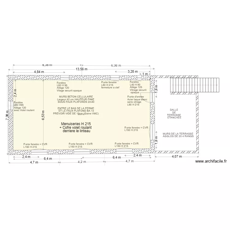 Implantation menuiserie 215. Plan de 