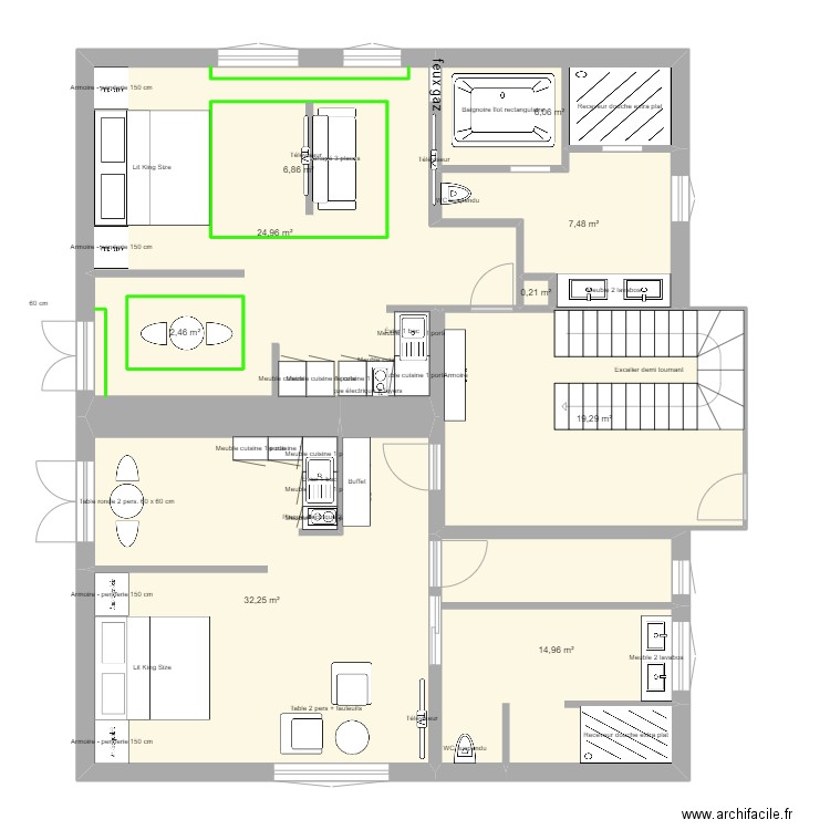 K ET N 2  nic mag rez new faux plafond. Plan de 9 pièces et 124 m2