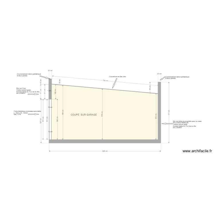COUPE SUR GARAGE EXTERIEUR. Plan de COUPE SUR GARAGE EXTERIEUR. Plan de