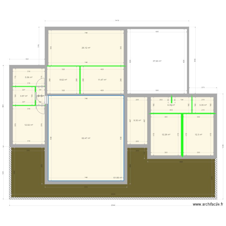 DAVID 3. Plan de 22 pièces et 381 m2