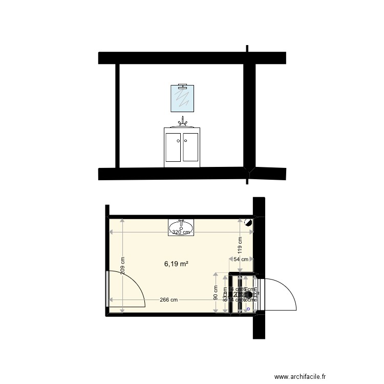 Leo gennetai 1. Plan de 3 pièces et 7 m2