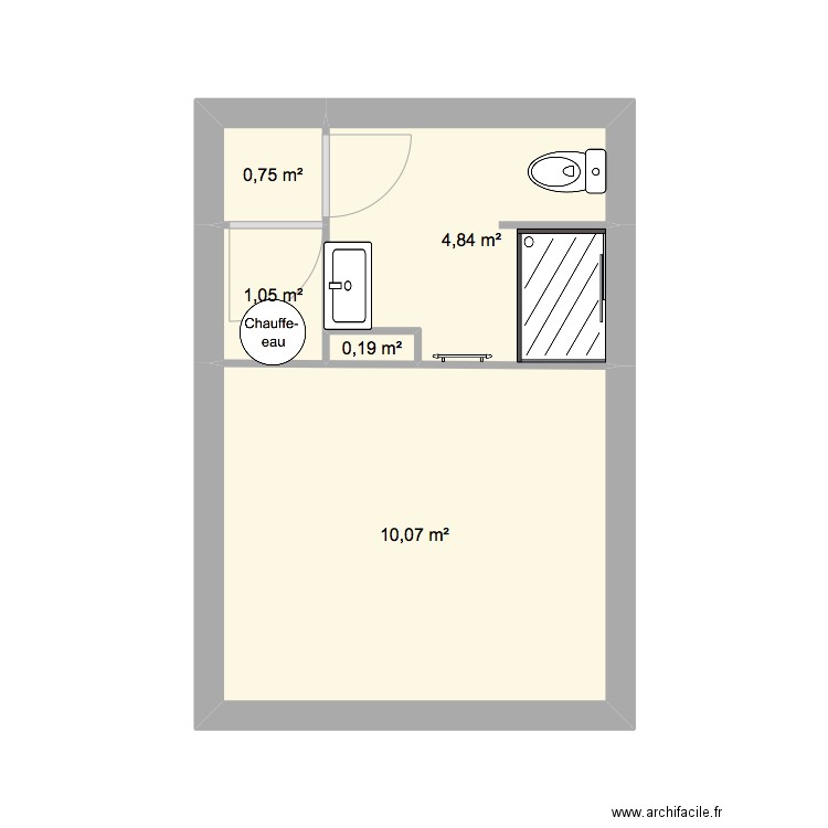 SDB digon. Plan de 5 pièces et 17 m2