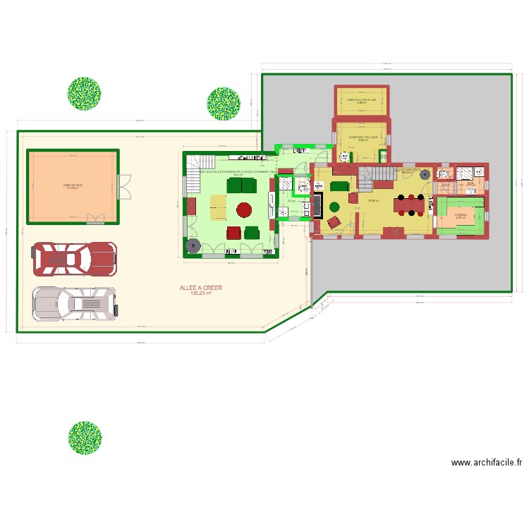 PLAN REDUIT EXTENSION SALON/CHAMBRE. Plan de 0 pièce et 0 m2