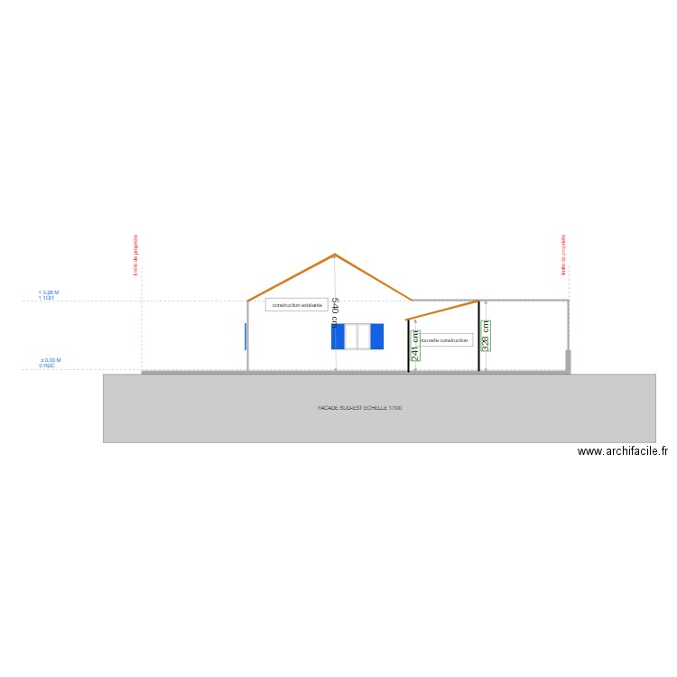 plan facade 1. Plan de 0 pièce et 0 m2