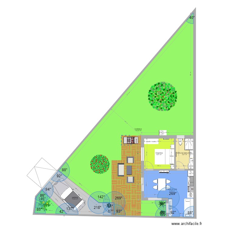 V finale. Plan de 6 pièces et 174 m2