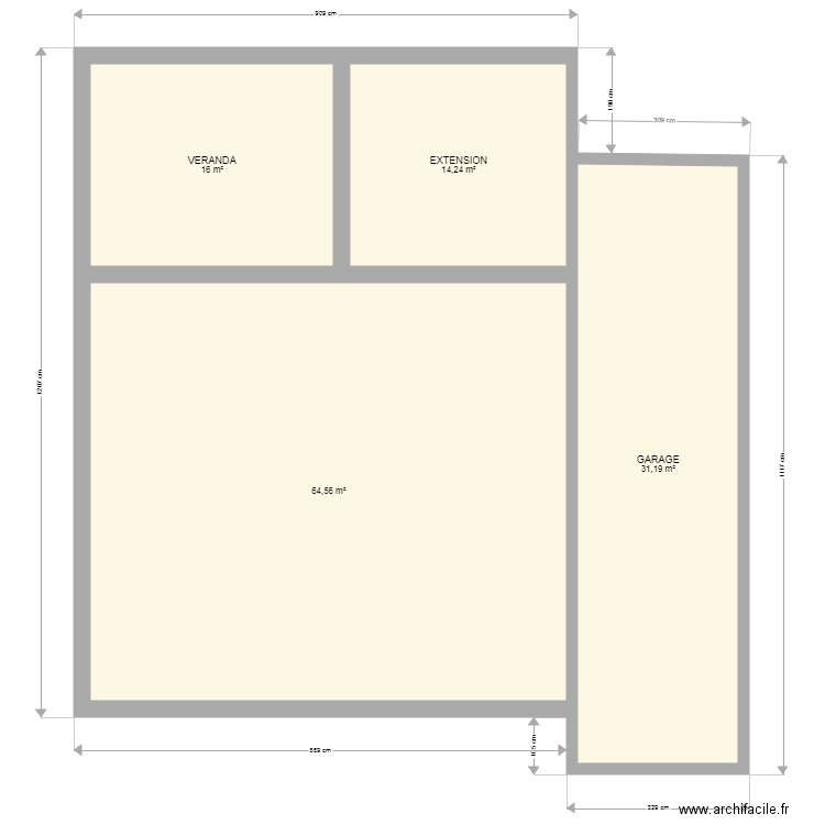 PLAN5. Plan de 4 pièces et 126 m2
