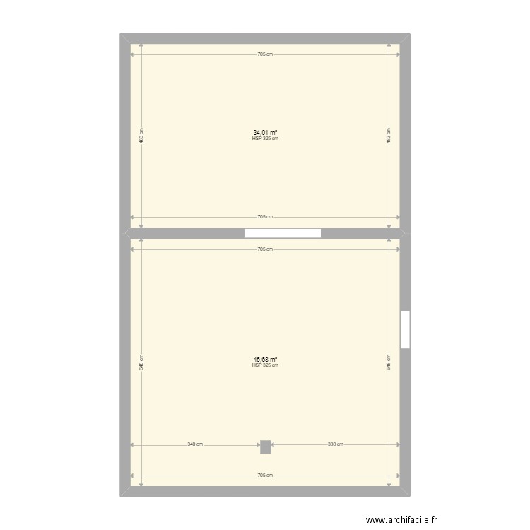 VIDE SANITAIRE. Plan de 2 pièces et 80 m2