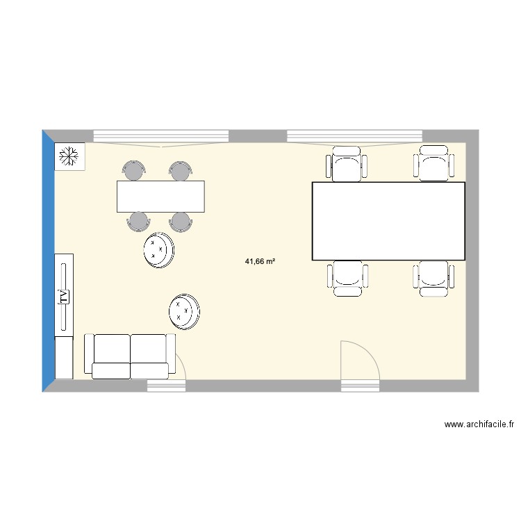 cryptr office. Plan de 1 pièce et 42 m2