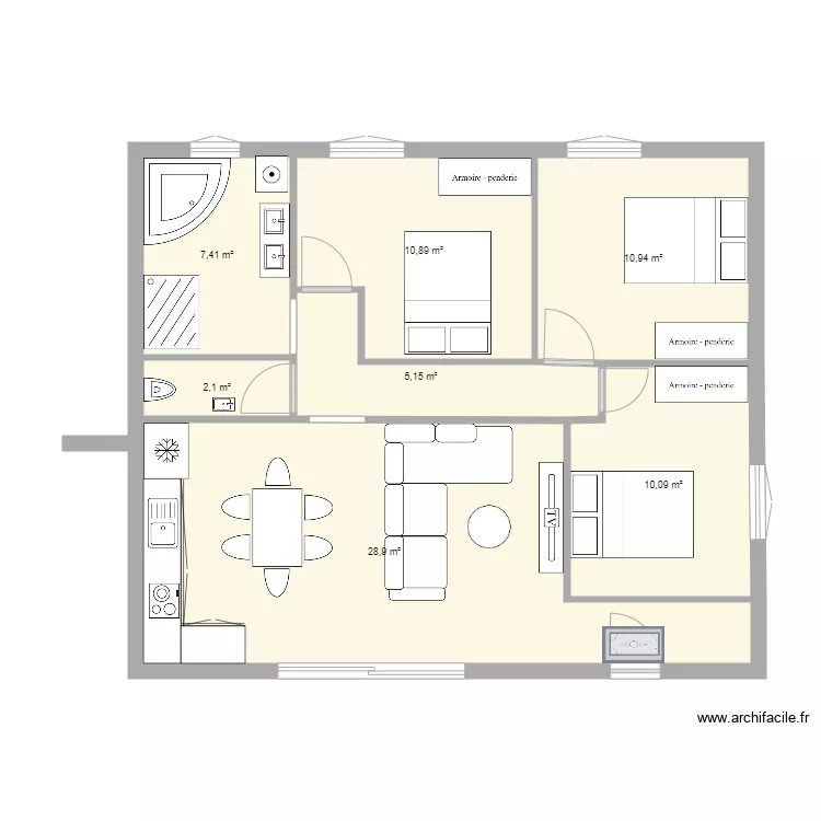 Appart haut Droite. Plan de Appart haut Droite. Plan de