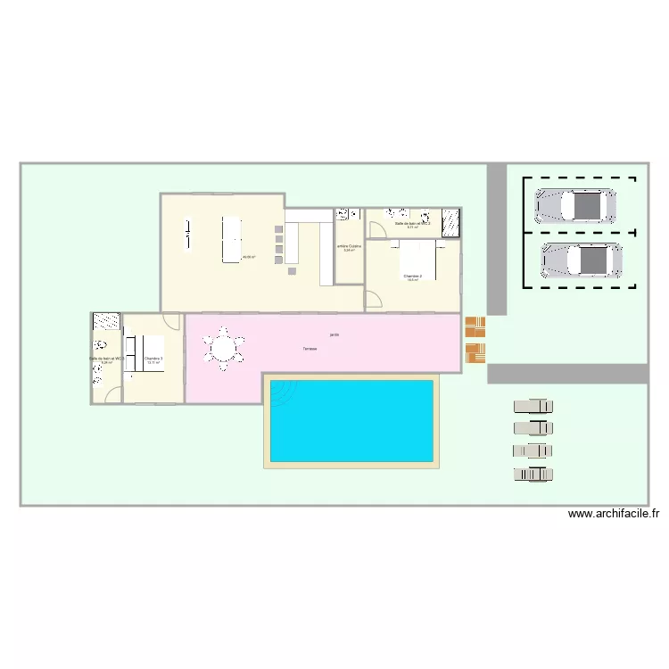 chong mon 1 2 chambres modifier 120  m2 jardin parking  . Plan de 