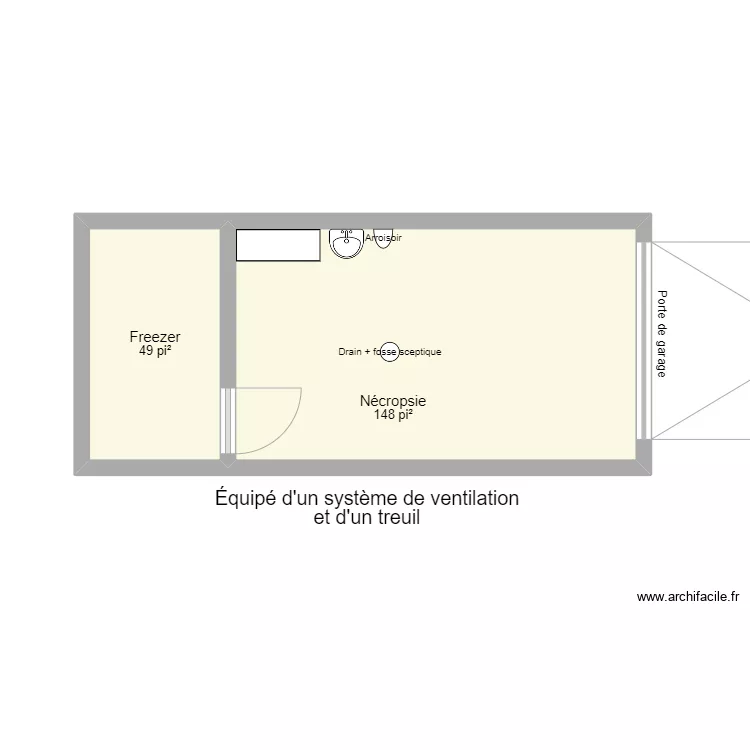 Salle n&eacute;cropsie. Plan de 