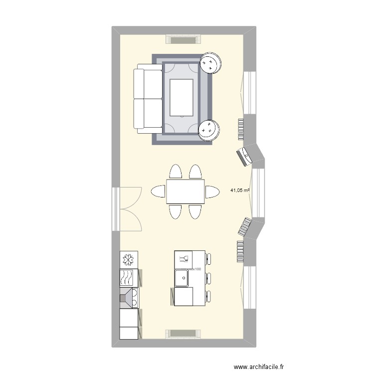 Régis Séjour V3 CUISINE. Plan de 1 pièce et 41 m2