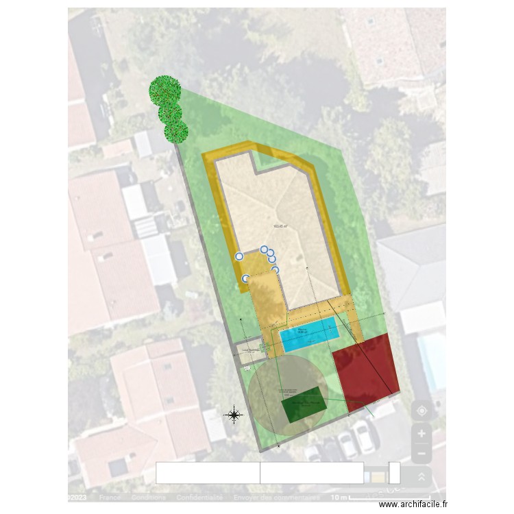 Piscine-4. Plan de 2 pièces et 172 m2